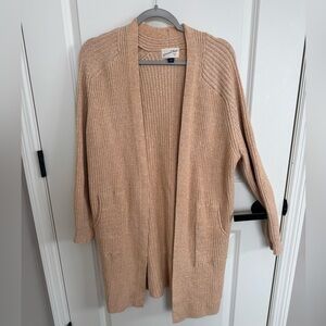 Universal Thread Ribbed Open-Front Cardigan in Beige-Tan/Orange